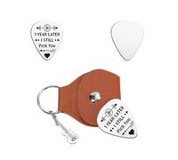 UNICRAFTALE Médiator de Guitare Personnalisé Cadeaux Porte Clés Bouton de Lecture Médiator de Guitare Acier Inoxydable avec Étui en Cuir PU Ensemble de Médiators pour Guitariste et Musicien Amateur