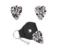 UNICRAFTALE Médiators de Guitare Papillon Acier Inoxydable Médiators de Guitare Personnalisés Cadeaux Double Face au Laser avec Étui en Cuir PU Accessoires de Guitares Style Graffiti
