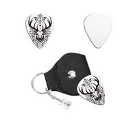 UNICRAFTALE Médiators de Guitare Personnalisés Porte Clés Médiator de Guitare Moose Timerman Médiator de Guitares Acier Inoxydable avec Étui en Cuir PU Ensemble de Médiators pour Guitariste