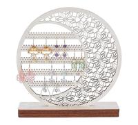 UNICRAFTALE Organisateur de Boucles d'Oreille 5 Niveaux en Bois Présentoir Bijoux Lune Ronde Suspendu Support d'Exposition Rack à Bijoux Décor de Table Tour d'Exposition Porte Studs Cadeau pour Femmes