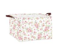 UNICRAFTALE Paniers de Rangement Rectangulaires en Toile Rose Printemps Paniers de Rangement en Coton et Lin Panier à Linge Pliable pour Vêtements Outil de Rangement pour Poupées 38x25x24.5cm