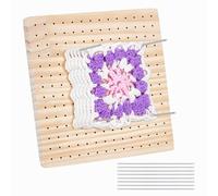UNICRAFTALE Planche à Bloquer au Crochet avec 8 Chevilles Planche à Bloquer pour Granny Square Accessoires en Bois pour Crochet Cadeaux pour Crocheteurs 195x195x15mm