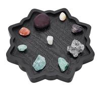 UNICRAFTALE Plateau en Cristal pour Pierres Cristaux et Pierres Support de Rangement en Bois pour Cristaux Plateau Noir Décoratif pour Bijoux Plateaux de Rangement pour Bol Décoratif 26.7cm