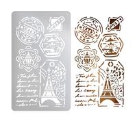 UNICRAFTALE Pochoir Métal Pochoirs Élément de Cachet Postal Français Modèle Réutilisable Acier Inoxydable pour Journalisation Écriture Français Pochoir pour Pyrogravure Sculpture Peinture Scrapbooking