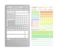 UNICRAFTALE Pochoir Métal pour Journal Pochoir Calendrier Hebdomadaire Acier Inoxydable Modèle de Planificateur à Point Réutilisable Pochoirs de Journal Intime pour Carnet de Notes Suivi des Peinture