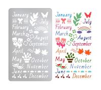 UNICRAFTALE Pochoir Métal pour Mois Modèle Acier Inoxydable Pochoir de Mots Matrices de Découpe Pochoirs de Dessin Modèle Outil pour Carnet de Notes Agenda Scrapbooking Bricolage Dessin Gravure Sur