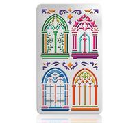 UNICRAFTALE Pochoir Métallique Réutilisable Fenêtre Arches Rétro pour Gravure Sur Bois Décoration de Fenêtre Journal Peinture sur Toile Meubles Artisanat DIY