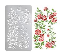 UNICRAFTALE Pochoirs en Métal pour Pyrogravure Sur Bois Pochoir Acier Inoxydable Réutilisables Pochoirs Motif de Rose de Juin pour Gravure Peinture Gaufrage Journalisation Marque Page Bricolage