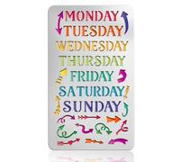 UNICRAFTALE Pochoirs Vintage Anglais en Acier Inoxydable Modèle Métal Semainier Notes de Journal Flèches Peinture Réutilisable pour Artisanat Carnet Agenda Scrapbook Traqueur d'Habitudes 17.7x10cm