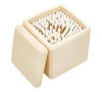 UNICRAFTALE Pot De Salle De Bain A Couvercle en Resine Motif Marbre Amande Blanchie Boite Carree pour Cotons Tiges Cure Fil Disques De Maquillage Sel De Bain Rangement Pratique 9.6x9.1x9.1cm