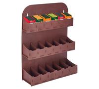 UNICRAFTALE Support de Sachets de Thé en Bois à 3 niveau Organisateur Vertical de Sachets de Thé Marron Support de Rangement Mural pour Boîte à Thé Conteneurs pour Armoire Comptoir Bureau 27.2x9x36cm