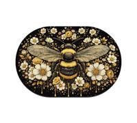 UNICRAFTALE Tapis de Couloir Ovale pour Buanderie 40x60cm Abeille Fleur Dos Antidérapant Éponge Paillasson Tapis de Terre de Diatomées Cuisine Imperméable pour Salle de Bain Plancher Décor de Maison