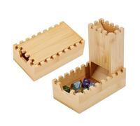 UNICRAFTALE Tour À Dés Pliable en Bambou Tour À Dés en Bois avec Rangement Étui De Lancer De Dés De Style Château Portable pour Jeux De Plateau Organisateur Cadeau Prêt 14×8×4.5cm