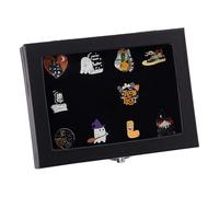 UNICRAFTALE Vitrine à Épingles Présentoir à Épingles en Velours Noir Boîte de Rangement pour Bagues Grandes Vitrine Présentation de Bijoux avec Fenêtre Transparente pour Médaille Badge Broche Bijoux