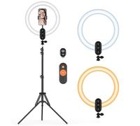 Unicucp 12" LED Ring Light avec Trépied Haut, Anneau Lumineux Réglable avec 10 Modes d'Eclairage et 10 Niveaux, Lumiere Photo pour Selfie, Tiktok, Youtube, Photography, Video Live Stream, Maquillage