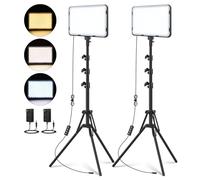 Unicucp Lot de 2 Kits d'éclairage vidéo LED 22 W avec trépied de 160 cm, lumières de Studio 2500-8500 K pour Diffusion en Direct/Enregistrement vidéo sur Les réseaux Sociaux/Maquillage/création de