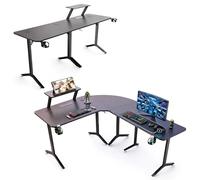 Unicview Bureau d'angle ou linéaire 2 en 1 pour gaming et bureau, table en L modulaire 146 x 146 cm avec support écran, table d'angle ou linéaire multifonction pour Home Office et Setup Gamer