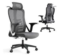 Unicview Lot de 2 chaises de bureau ergonomiques avec appuie-tête réglable, support lombaire et dossier respirant, chaise de bureau inclinable à 125°, roulettes silencieuses, hauteur réglable, 150 kg