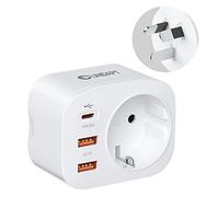 Unidapt Adaptateur de Prise Française en Prise AU/Australienne/Chinoise, avec 2 Ports USB et 1 Port USB-C adapté à Australie Chine Nouvelle-Zélande Adaptateur électrique Mâle AU Femelle France, Type I