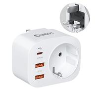 Unidapt Adaptateur Prise UK 20W, 2 USB et USB-C, Type G