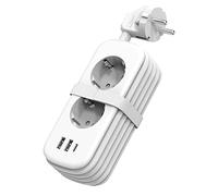 Unidapt Chargeur USB Multiprise 1.5M avec 2 Prises AC, 2 USB et 1 Type C, Protection Contre Les surtensions pour rallonge électrique avec Interrupteur pour Maison, Cuisine, Bureau, Tressé Câble