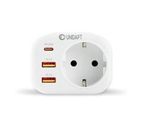 Unidapt Prise USB Secteur Multiple, Chargeur Rapide 20W avec 1 Prise AC, 1 USB-C PD et 2 Ports USB QC 3.0, Adaptateur Murale Électrique Compatible iPhone/iPad, Idéal Chambre & Bureau