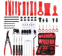 UNIDEAL 158 Pièces Outils De DéMontage De Garnitures Trousse, Installation Garniture Intérieure Outils avec Rivet Clips Plastique et Bandes de Câble pour Voiture Porte Panneau Tableau de Bord (Rouge)