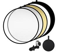 UNIDEAL Kit de Photographie 5 en 1, réflecteur Pliable avec Support réflecteur (80 cm de diamètre), réflecteur Rond translucide, Argent, Or, Blanc et Noir, pour Studio Photo, éclairage extérieur