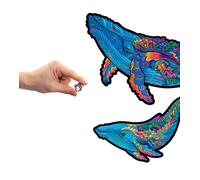UNIDRAGON Original Puzzle en Bois - Baleines Laiteuses, 98 Teile, Petit 9.8 x 5.9 Pouces (25 x 15 cm) Bel Emballage Cadeau, Forme Unique Meilleur Cadeau pour Adultes et Enfants