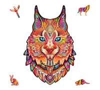 UNIDRAGON Original Puzzle en Bois - Doux Lynx, 187 Teile, Moyenne 8.4 х 12.7 Pouces (22 x 33 cm) Bel Emballage Cadeau, Forme Unique Meilleur Cadeau pour Adultes et Enfants