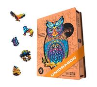 UNIDRAGON Original Puzzle en Bois - Hibou Charmant, 366 Teile, Grande Taille 9.9 х 17.1 Pouces (25 х 43 cm) Bel Emballage Cadeau, Forme Unique Meilleur Cadeau pour Adultes et Enfants