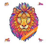 UNIDRAGON Original Puzzle en Bois - Lion Mystérieux, 327 Teile, Grande Taille 12.2 х 15.7 Pouces (31 х 40 cm) Bel Emballage Cadeau, Forme Unique Meilleur Cadeau pour Adultes et Enfants