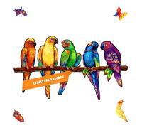 UNIDRAGON Original Puzzle en Bois - Perroquets Enjoués, 193 Teile, Moyenne 17.3 x 9.8 Pouces (44 x 25 cm) Bel Emballage Cadeau, Forme Unique Meilleur Cadeau pour Adultes et Enfants