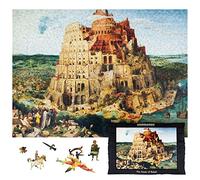 UNIDRAGON Puzzle en Bois - The Tower of Babel Jigsaw Puzzle - 1000 pcs | 43.5 x 59.5 cm - Pièces de Forme Unique - Bois Découpé au Laser - Coffret Cadeau en Bois - Puzzle pour Adultes