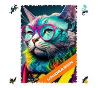 UNIDRAGON Puzzle original en bois - Collection Pop Art Glow Up - Criticat - Puzzle chat 500 pièces, beau coffret cadeau, puzzle en bois pour adultes