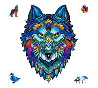 UNIDRAGON Wooden Jigsaw Puzzle, Best Gift for Adults and Kids, Unique Shape Jigsaw Pieces Majestic Wolf, 11.8 x 16.1 in (30 х 41 cm) 310 pcs, King Size