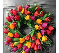 UNIE Couronne de tulipes artificielles de 50 cm - En soie - Pour Pâques, mariage