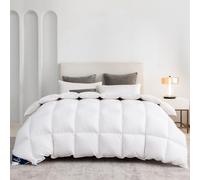 Uniency Couette 200x200 Hiver Tres Chaude 100% Coton Couette 2 Personne en Duvet et Plume Édredon 200x200cm Couverture Naturelle et Confortable|Blanc|Poids de Remplissage : 2400 g