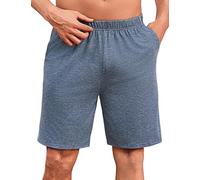 Uniexcosm Bas De Pyjama Homme Court Short De Pyjama Homme Grande Taille Pyjama Short Homme Coton Con Tasca Blu XXL