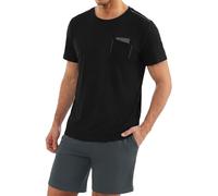 Uniexcosm Pyjama Homme Coton Manches Courtes Pyjama Homme Col V avec Boutons Pyjama D'Été Doux Ensemble De Deux Pièces pour Homme