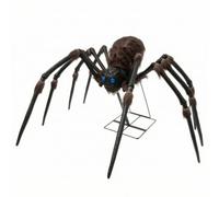 UnifearPro Araignée Animée Géante Halloween Scène Décor Arachnide Animé Yeux Lumineux Bleu Effet Sonore Gestes des Pattes Base Métallique Stable Adaptée au Patio Pelouse Maison à Thème