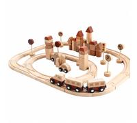 UnifearPro Circuit Véhicules en Bois Bâtiments Panneaux Signalition Éducatif Réseau Train à Composer Accessoires Ludique J