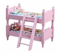 UnifearPro Lit Superposé Maison de Poupée Enfant Lit Miniature Accessoire Pièce Lits avec Échelle Bois Sens Réaliste pour Scénettes Adapté aux Scènes de Jeu Collection de Miniatures Chambre Enfant