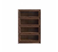 UnifearPro Miniature Armoire de Rangement Meuble de Maison de Poupée Vitrine Maquette Présentoir en Bois avec Tiers Multiples et, Noyer, Armoire À 4 Tiroirs À Rabat en Noyer