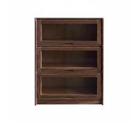 UnifearPro Miniature Armoire de Rangement Meuble de Maison de Poupée Vitrine Maquette Présentoir en Bois avec Tiers Multiples et, Noyer, Armoire À 3 Tiroirs À Rabat en Noyer