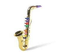 UnifearPro Saxophone Jouet Enfant Instrument Musical Jouet Cornet Trompette Cor Accessoire de Scène en Plastique Finition Brillante avec Embouchure Réaliste , Doré