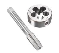 Unifizz Ensemble de tarauds et filières métriques M14 x 2 mm, tarauds à vis avec matrice de filetage ronde, kit de tarauds et filières pour réparation de filetage de vis d'écrou, boulon