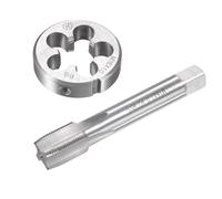 Unifizz Ensemble de tarauds et filières métriques M16 x 1 mm, tarauds à vis avec matrice de filetage rond, kit de tarauds et filières pour réparation de filetage de vis d'écrou, boulon