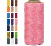 Unifizz Fil ciré 150D de 0,8 mm pour couture à la main, réparation du cuir, loisirs créatifs, projets de reliure - Rouge et rose