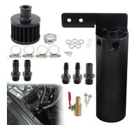 Unifizz Kit de récupération d'huile universel à 2 ports avec filtre de reniflard et valve de vidange Noir 50 ml